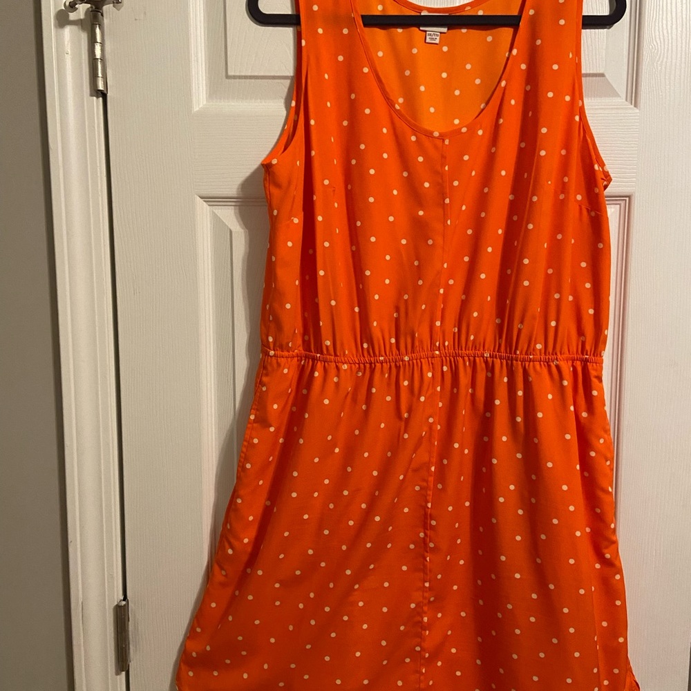 Merona Dress/Target Brand. Size XXL. Worn once. Bright Orange w/White Dots